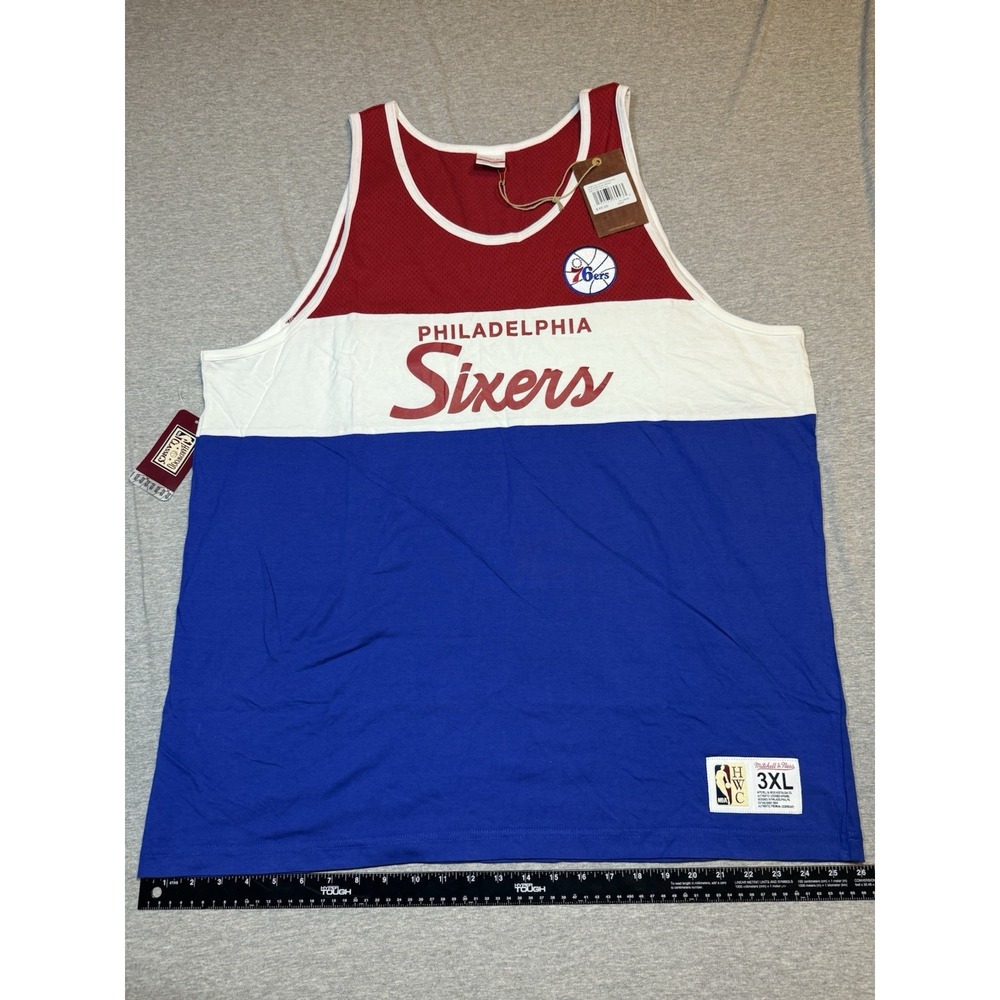 Men's Philadelphia 76ers Mitchell & Ness Royal Special Script Tank Top Sz 3XL
